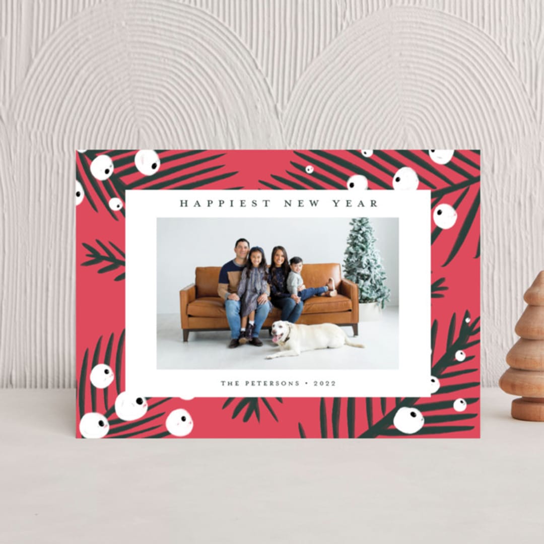 "White Berries" - Holiday Cards in Persimmon by Cricket and Bee - Front