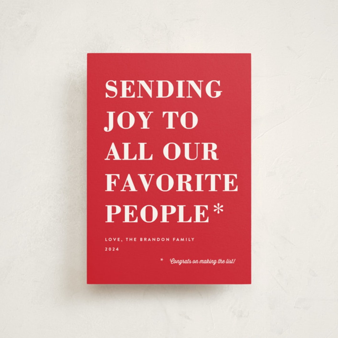 "You Made the List" - Holiday Cards in Candy Apple by Amy Payne - Front
