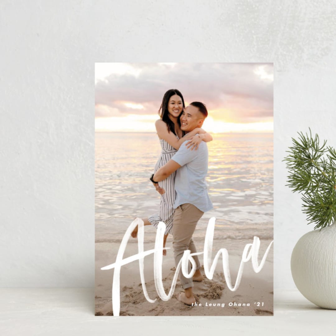 "Aloha" - Holiday Cards in Frost by Pine Street Creative - Front