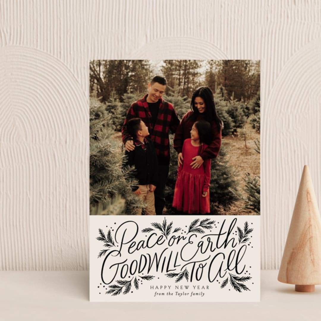 "Peace Goodwill" - Holiday Cards in Noir by Alethea and Ruth - Front