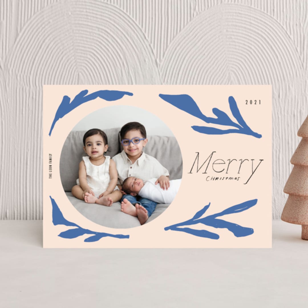 "Leaf" - Holiday Cards in Blue Jay by Meg Gleason - Front