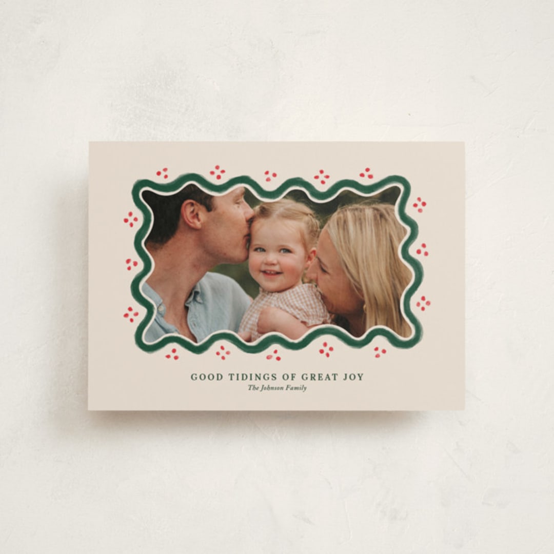"Good Tidings & Great Joy" - Holiday Cards in Holly Berry by Rachel Mattern - Front