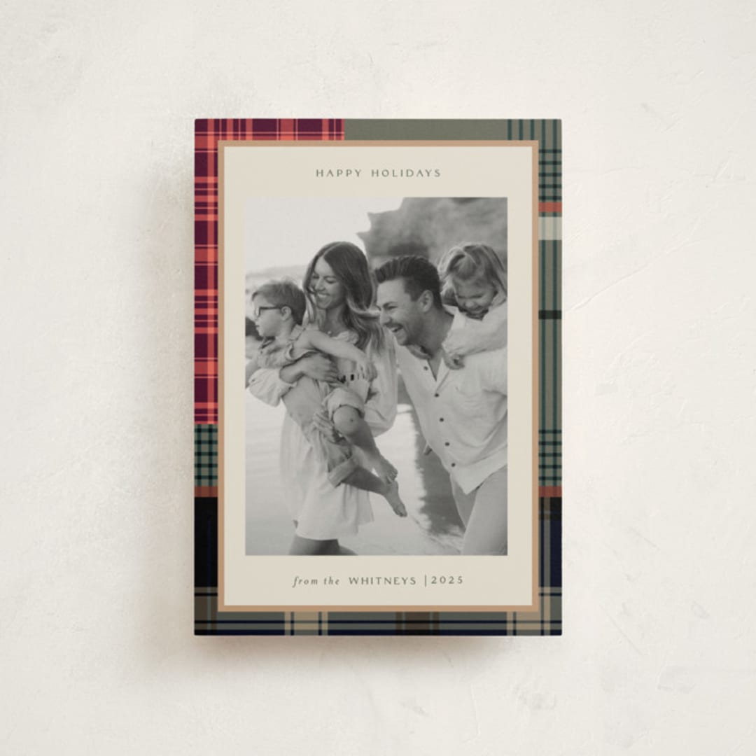 "Antiqued Plaid" - Holiday Cards in Rustic by Makewells - Front