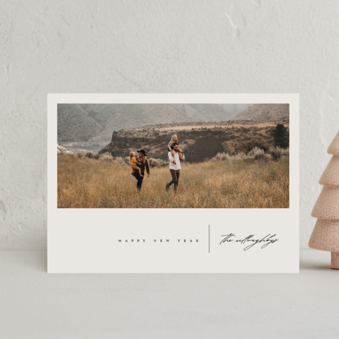 "Panoramic" - Holiday Cards in Charcoal by Leah Bisch - Front