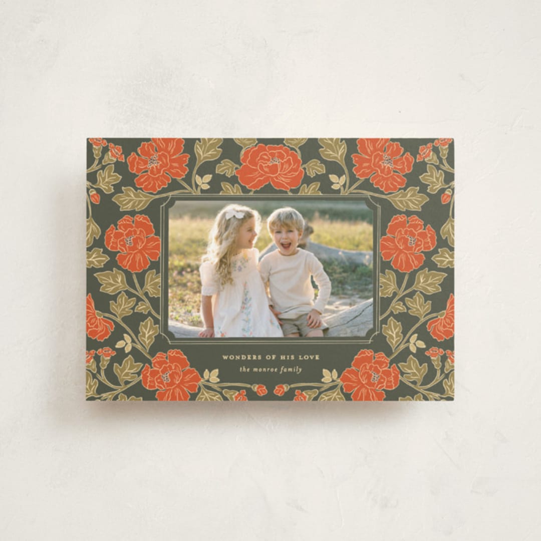 "Christmas Poppies" - Holiday Cards in Balsam by Tara Grangroth - Front