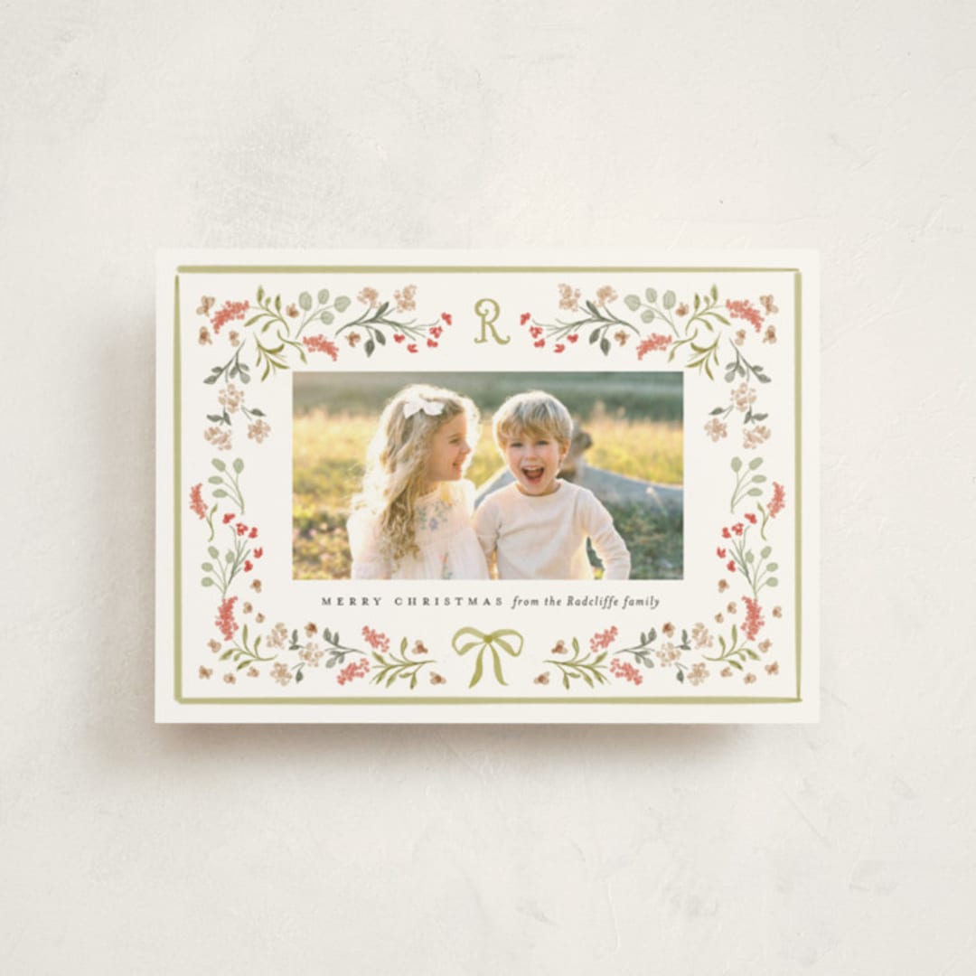 "Lafayette" - Holiday Cards in Sage by Melanie Kosuge - Front