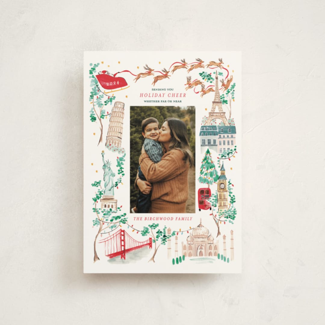 "Rockin' around the world" - Holiday Cards in Peppermint by Sarah Knight - Front