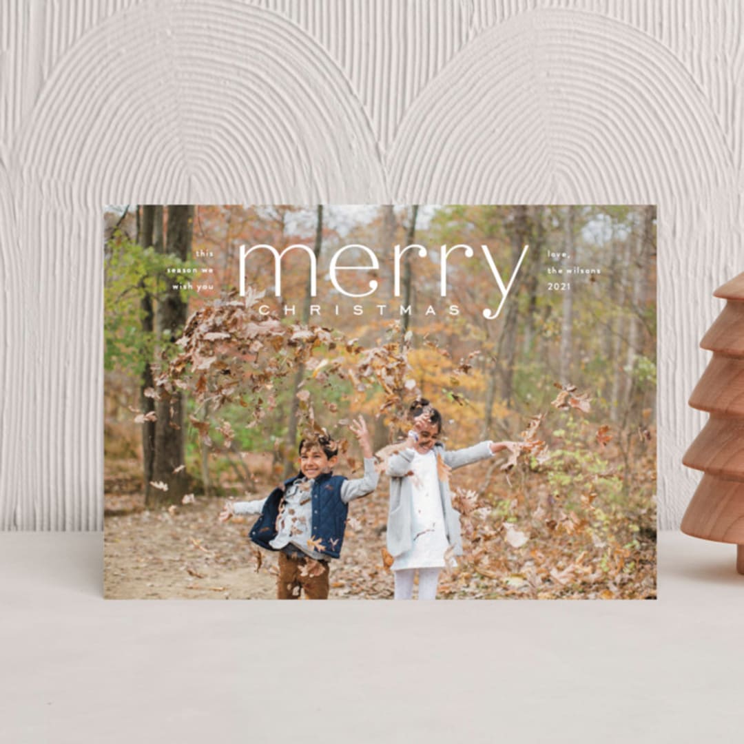 "Mod Tidings" - Holiday Cards in Snow by Amy Kross - Front