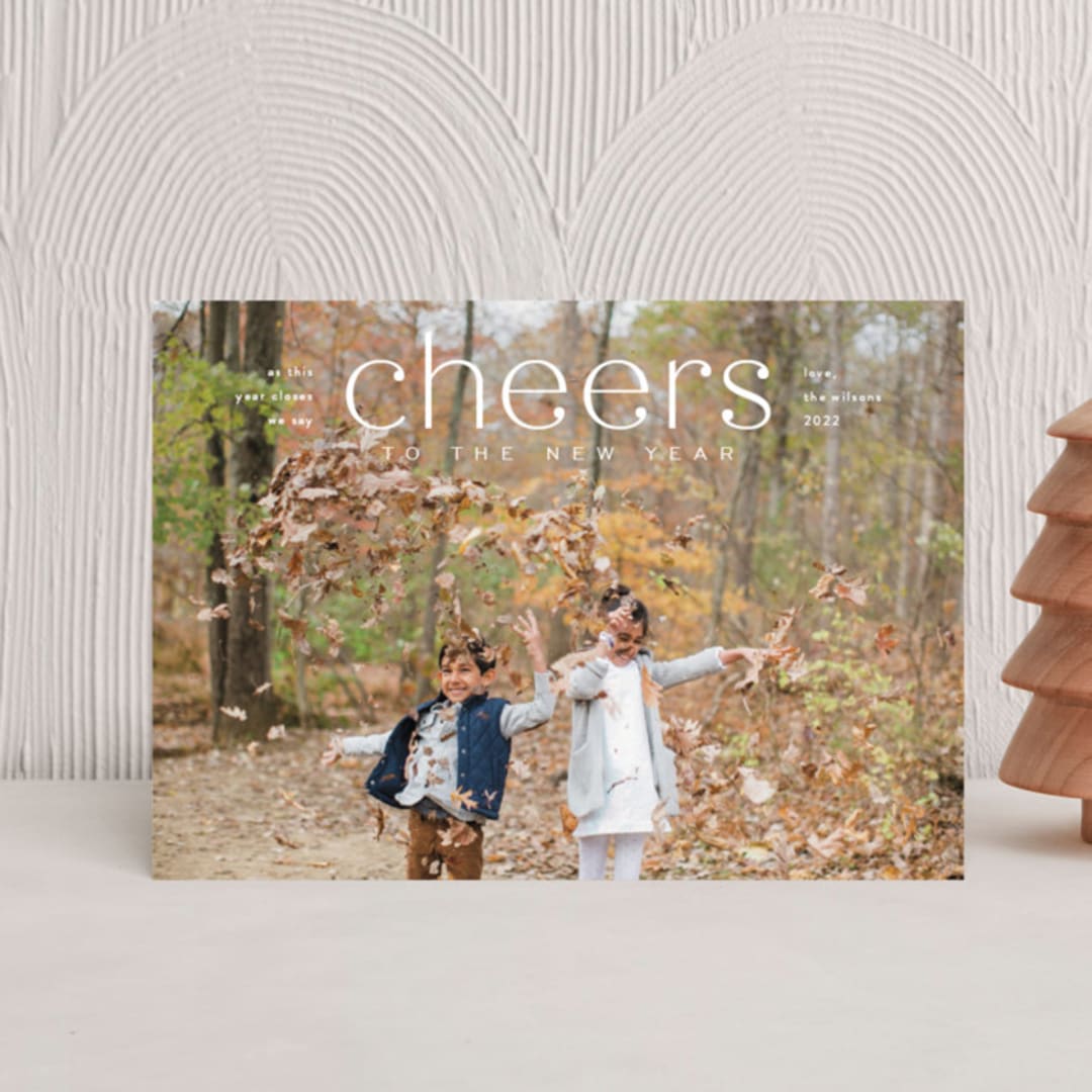 "Mod Tidings" - Holiday Cards in Snow by Amy Kross - Front