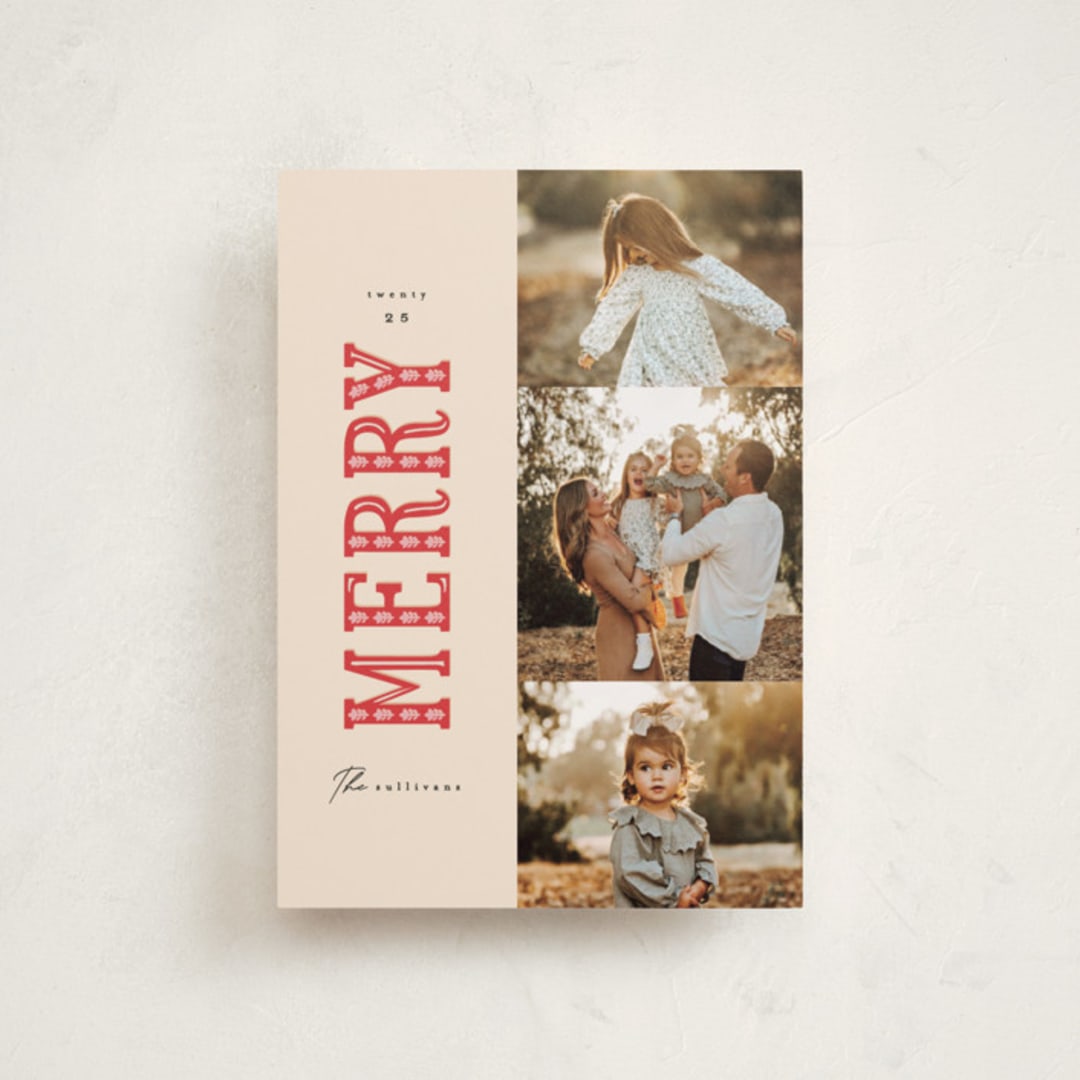 "Merry Trio" - Holiday Cards in Poinsettia by Julie Murray - Front