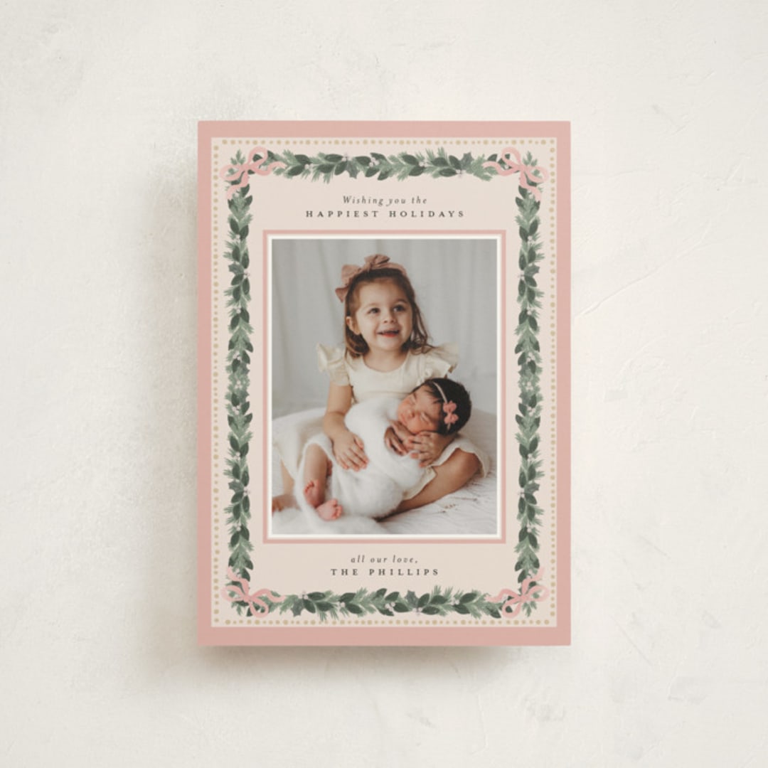 "Sugarpine" - Holiday Cards in Blush by Itsy Belle Studio - Front
