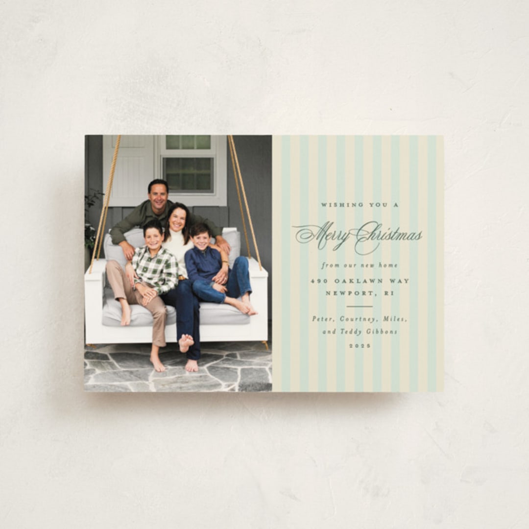 "Charming Stripe" - Holiday Cards in Juniper by Olivia Raufman - Front