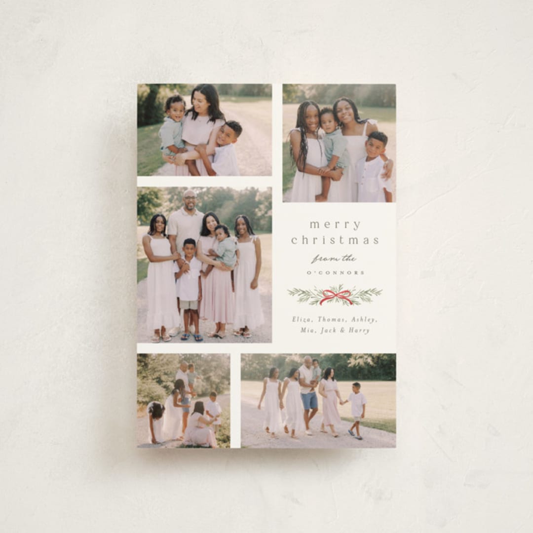 "Multi Swag" - Holiday Cards in Sage by Everett Paper Goods - Front