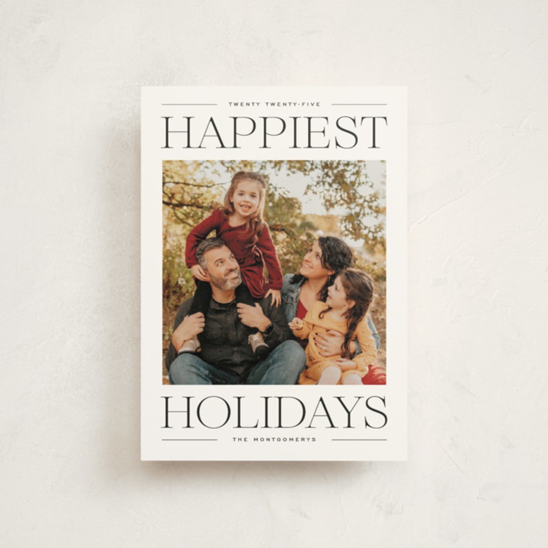 "Modern Editorial" - Holiday Cards in Licorice by Ekko Studio - Front