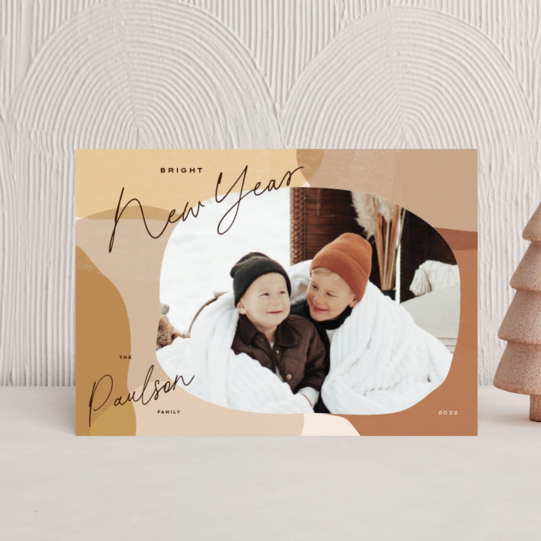 "Contour" - Holiday Cards in Sienna by Jennifer Lew - Front