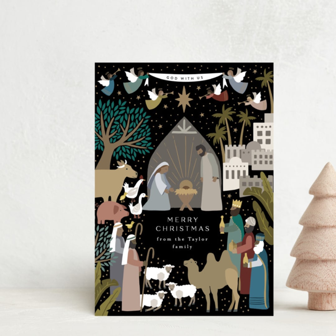 "God With Us Nativity" - Holiday Cards in Midnight by Alethea and Ruth - Front