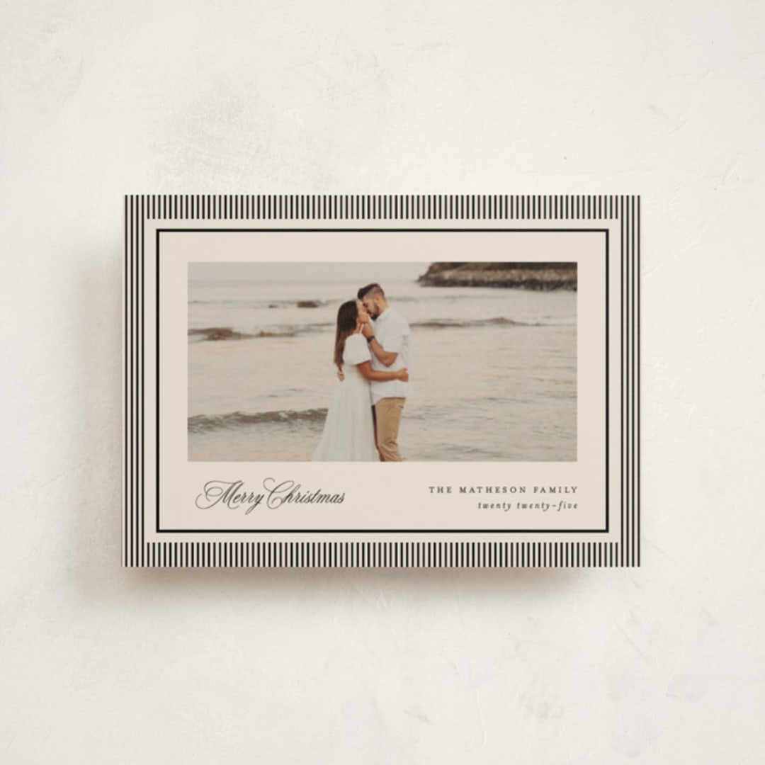 "Striped Elegance" - Holiday Cards in Linen by Kelly Schmidt - Front