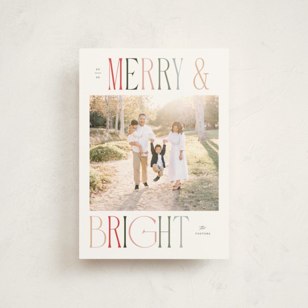 "Merry and Bright" - Holiday Cards in Snow by Pixel and Hank - Front
