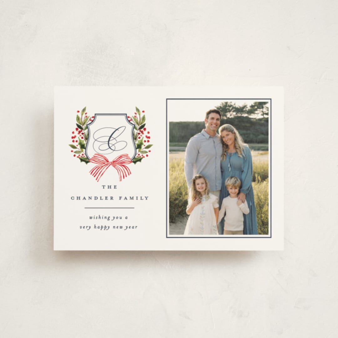 "Classic Merry Crest" - Holiday Cards in Night by Brooke Chandler - Front