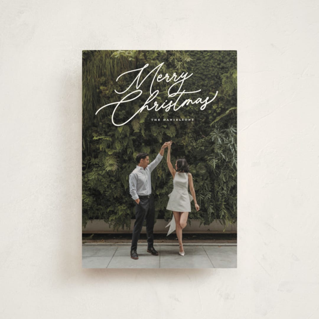"Merry Monoline" - Holiday Cards in Snowfall by Melanie Kosuge - Front