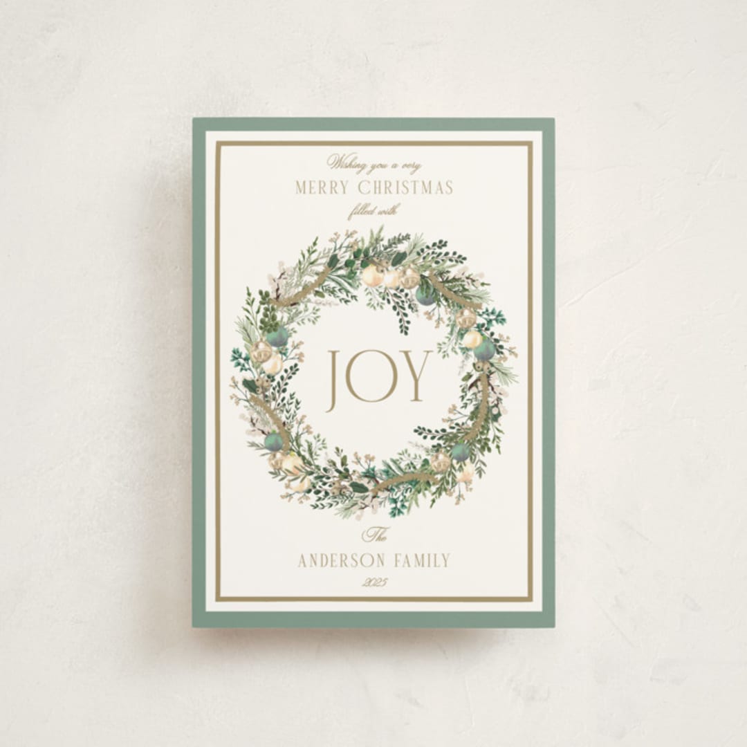 "Peace, love & hope" - Holiday Cards in Wintermint by Susan Moyal - Front