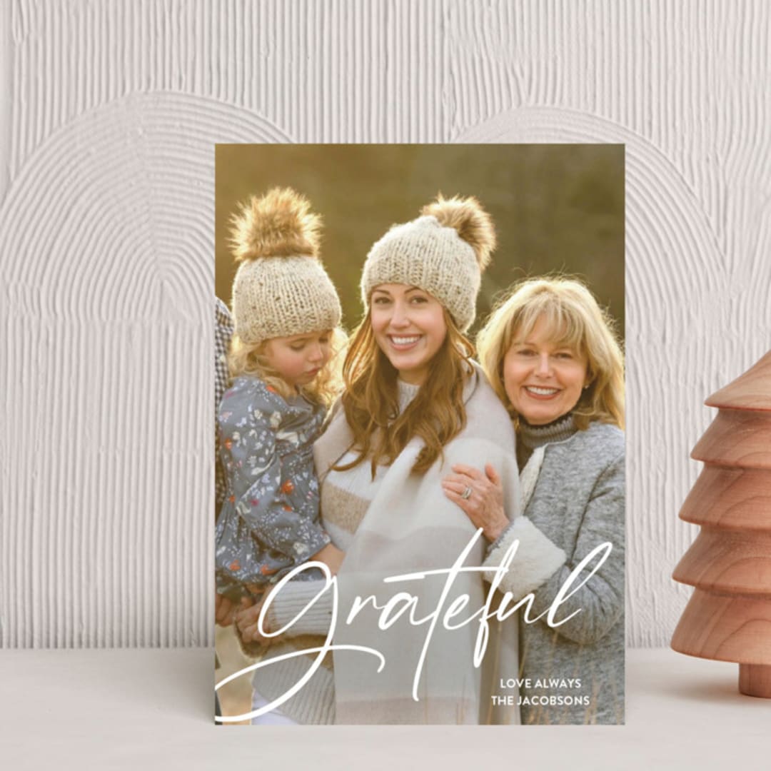 "Grateful always" - Holiday Cards in Snow by Annie Walker - Front