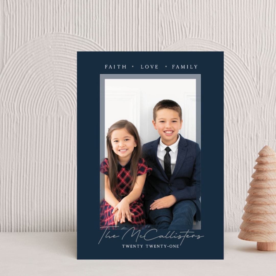 "Faith Love Family Border" - Holiday Cards in Twilight by Rebecca Rueth - Front