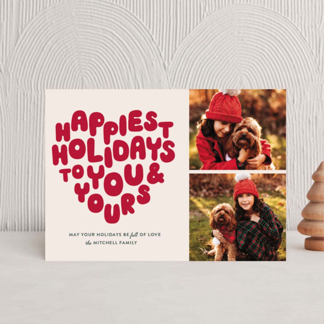 "HOLIDAY HEART" - Holiday Cards in Candy Cane by The Social Type - Front