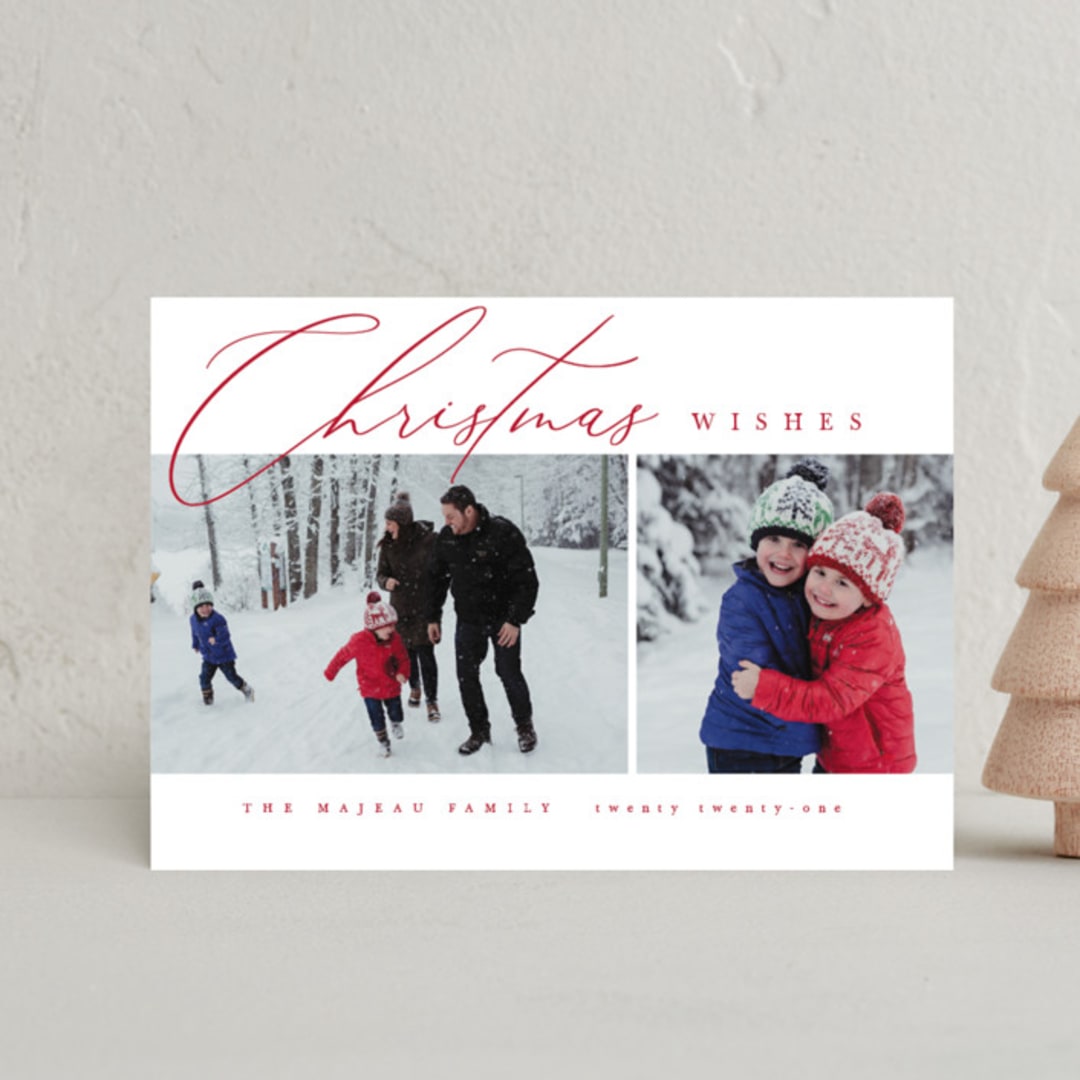 "Editorial chic" - Holiday Cards in Berry by Kelly Schmidt - Front