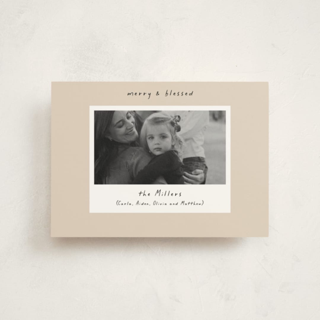 "Blessed Frame" - Holiday Cards in Butter Cream by Mansi Verma - Front