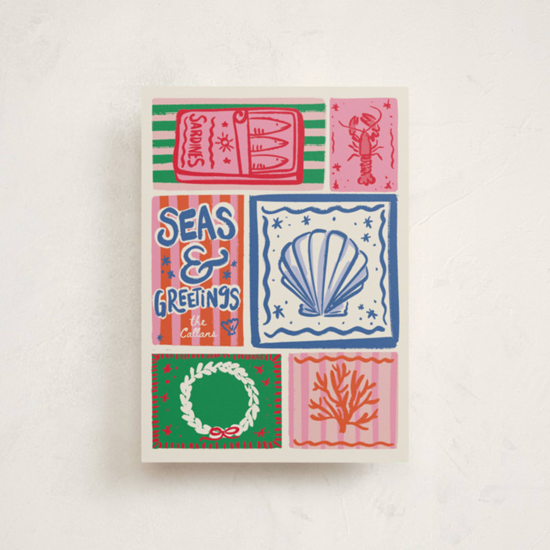"Seas" - Holiday Cards in Cerulean by Jenna Holcomb - Front