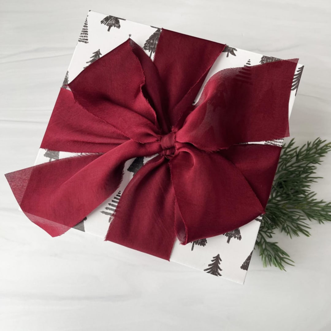 "2" Holiday Ribbon Collection - Cranberry" - Holiday Ribbons and Bows in red by Honey Silks Co