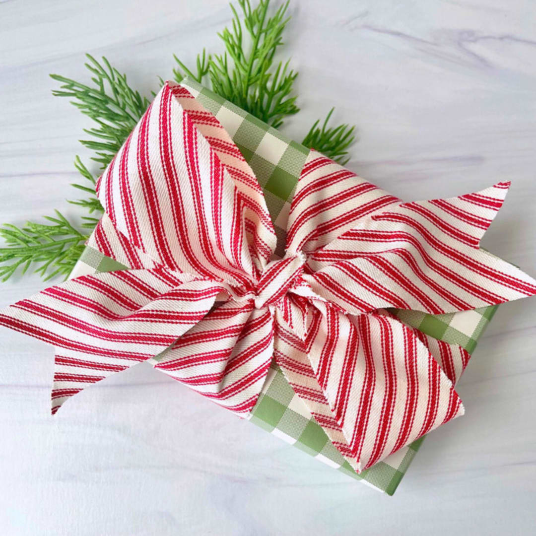 "Candy Cane Holiday Cotton Ribbon" - Holiday Ribbons and Bows in red by Honey Silks Co