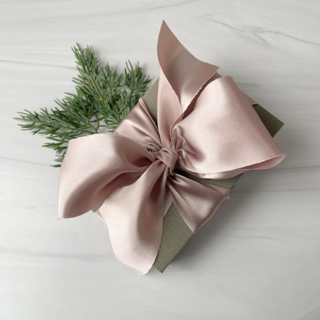 "2" Holiday Ribbon Collection - Champagne Pewter" - Holiday Ribbons and Bows in natural by Honey Silks Co