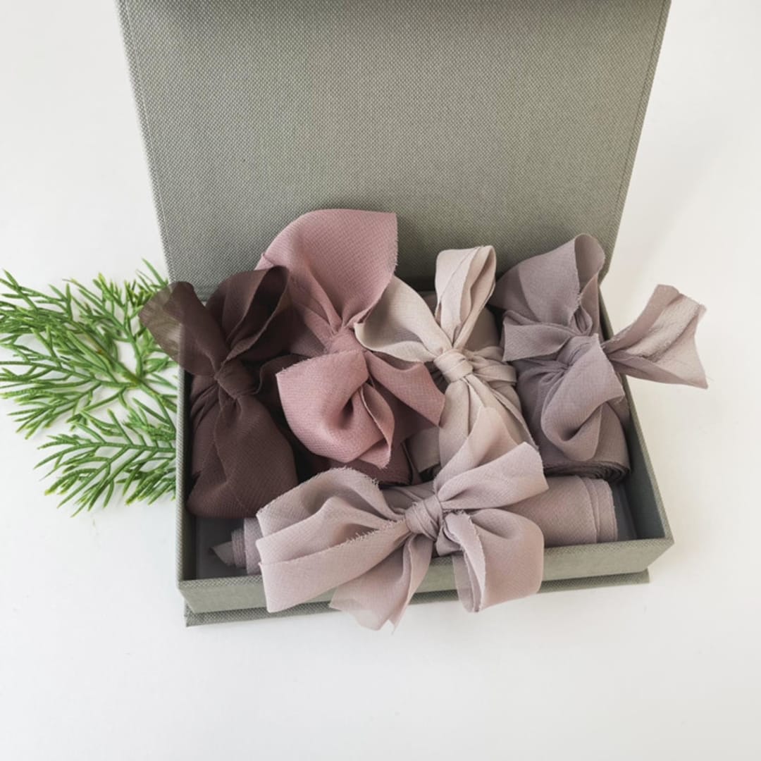 "Neutral Ribbon Set of 5" - Holiday Ribbons and Bows in natural by Honey Silks Co