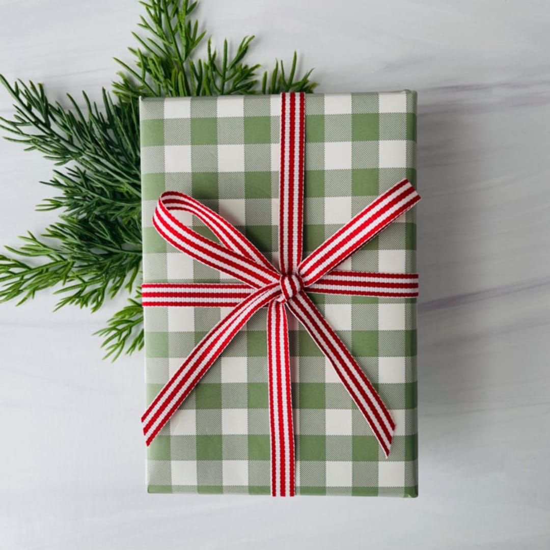 "3/8" x 15 ft Red Stripe Holiday Ribbon" - Holiday Ribbons and Bows in red by Honey Silks Co