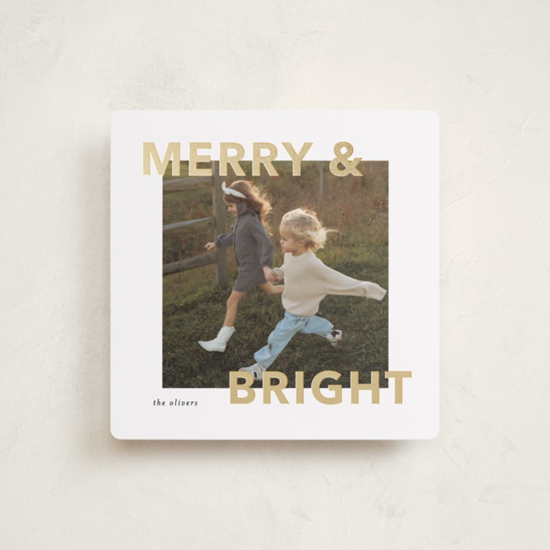 "Merry Bright" - Holiday Cards in Snowflake by Angela Thompson - Front