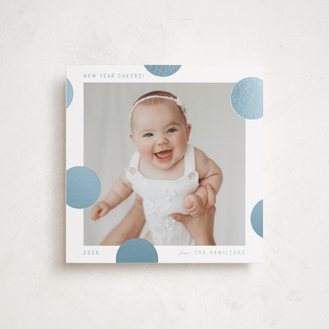 "Pompom" - Holiday Cards in Blue Jay by Blustery August - Front