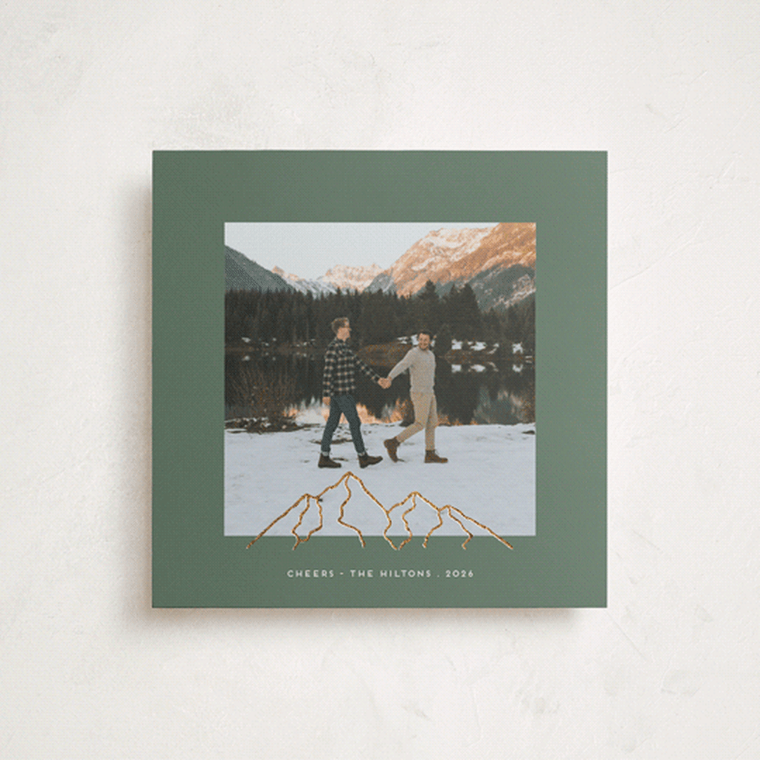 "Top of the Mountain" - Holiday Cards in Spruce by Gwen Bedat - Front