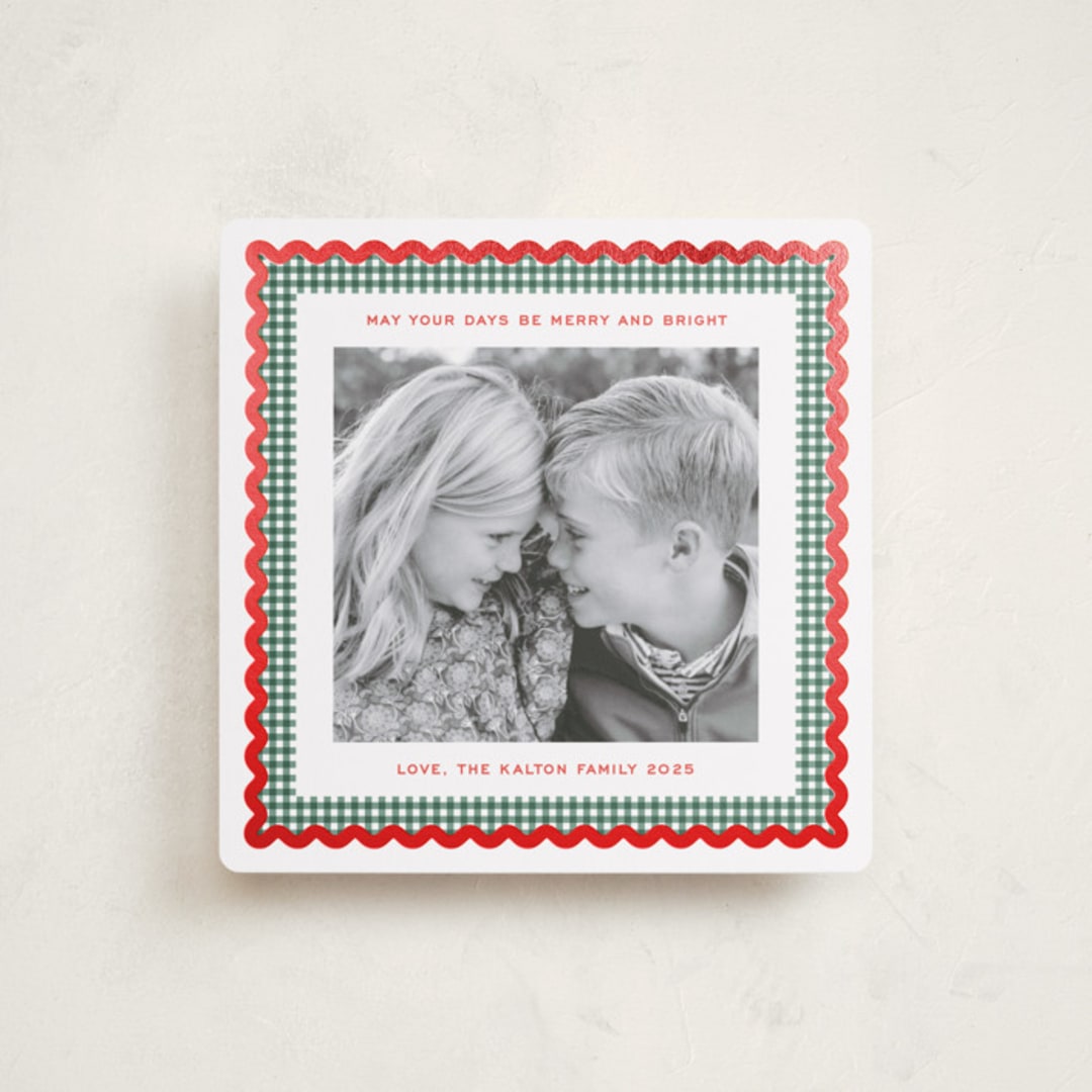 "Gingham Fun" - Holiday Cards in Mistletoe by Erin German - Front