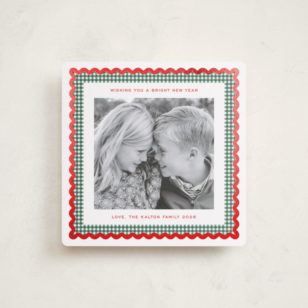 "Gingham Fun" - Holiday Cards in Mistletoe by Erin German - Front
