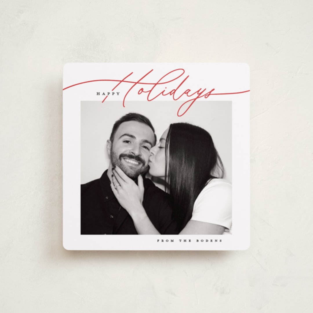 "A Simple Script" - Holiday Cards in Holly Berry by Susan Zinader - Front