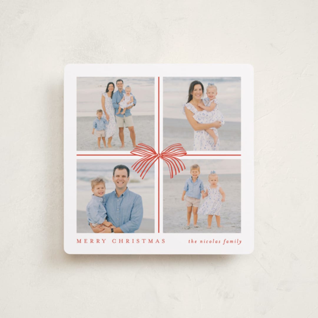 "Square Present" - Holiday Cards in Poinsettia by Brooke Chandler - Front