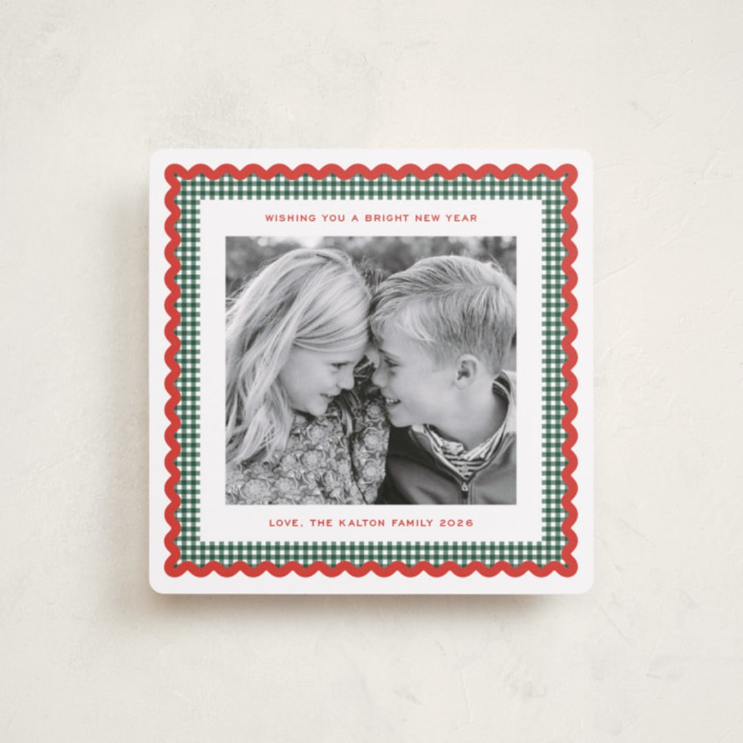 "Gingham Fun" - Holiday Cards in Mistletoe by Erin German - Front