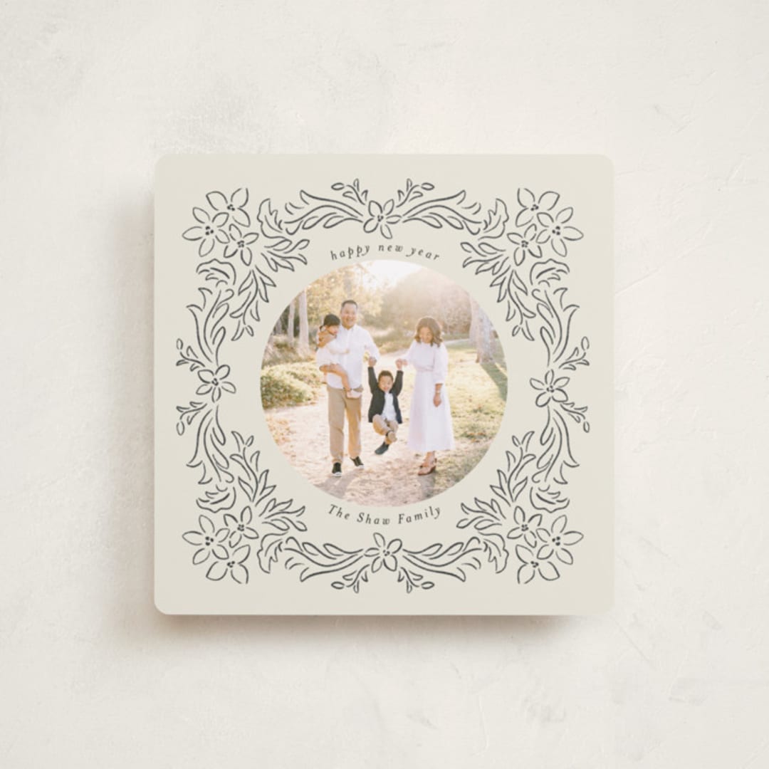 "ornate floral" - Holiday Cards in Charcoal by Jenny Millington - Front