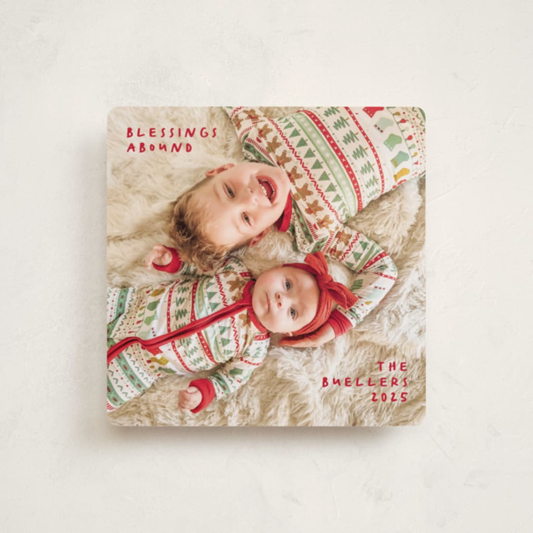 "Full Square" - Holiday Cards in Raspberry by Anna Black - Front