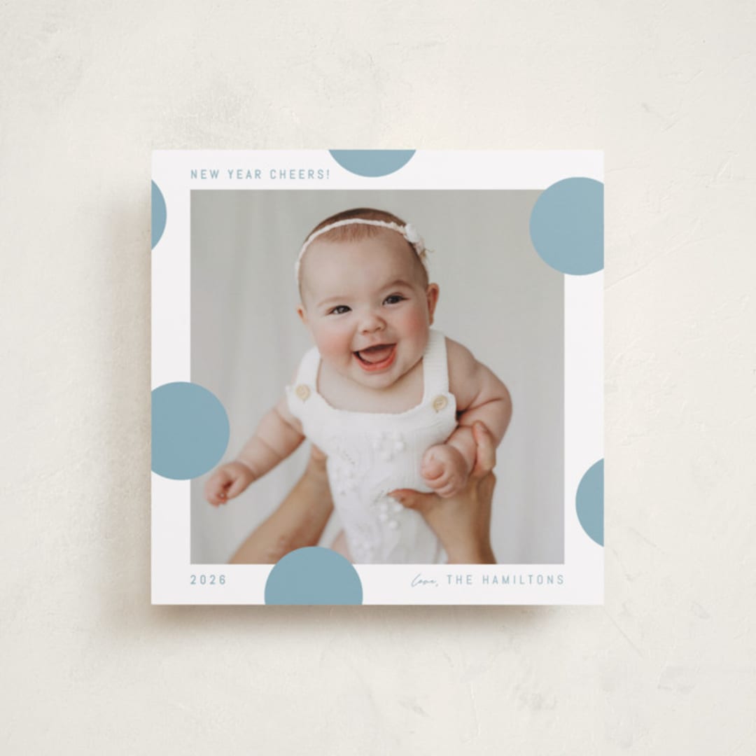 "Pompom" - Holiday Cards in Blue Jay by Blustery August - Front