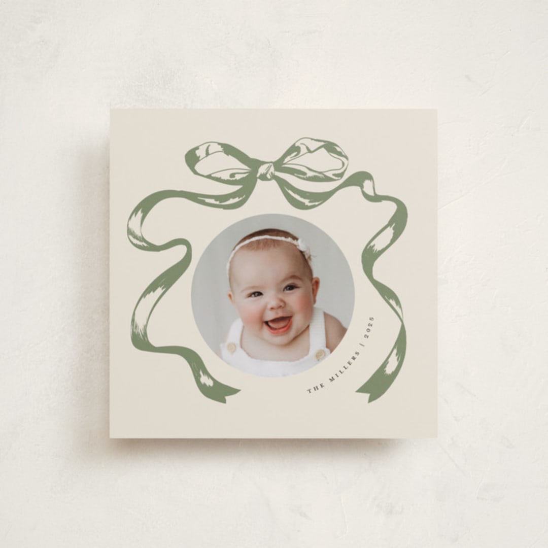 "Big Vintage Bow" - Holiday Cards in Fir by Teju Reval - Front