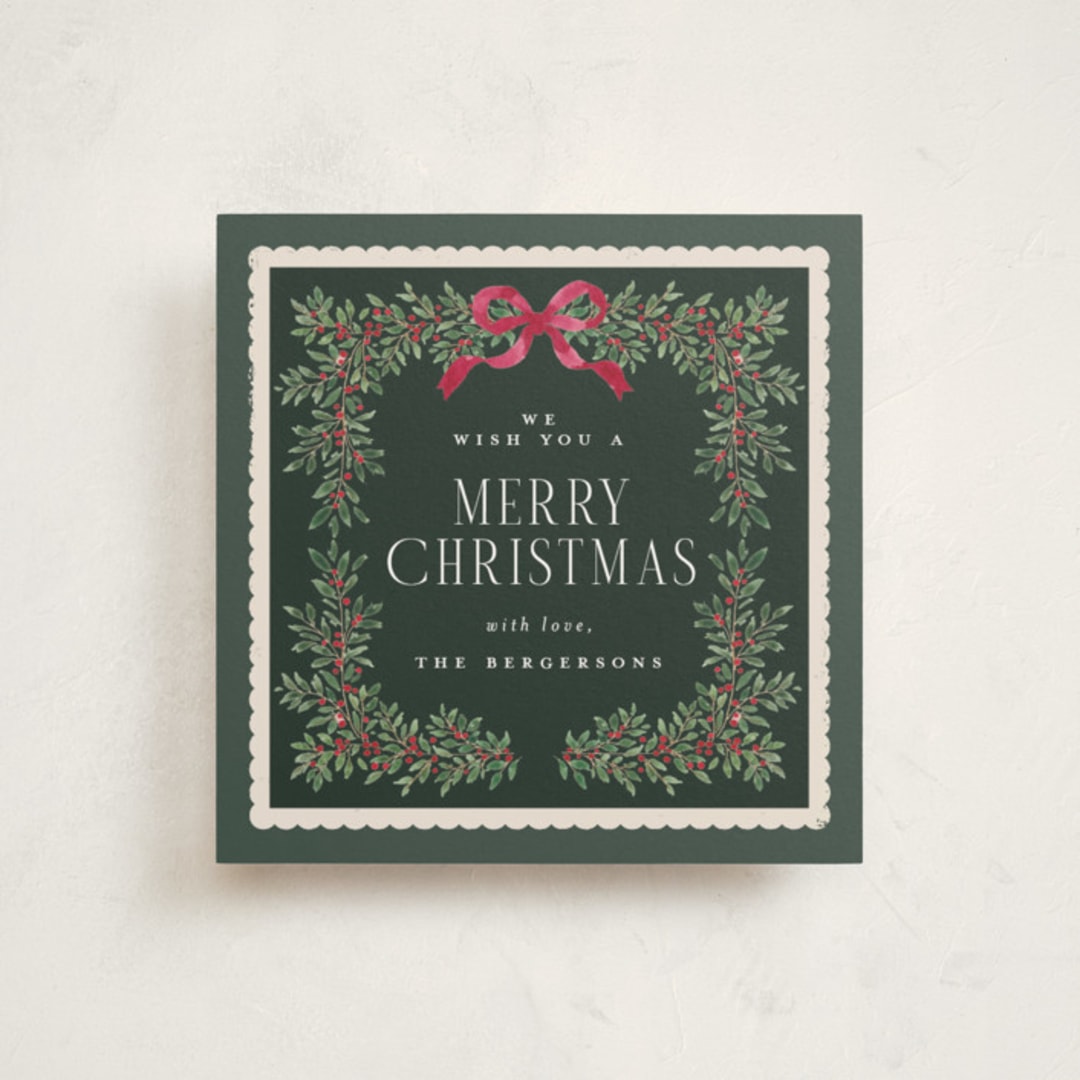 "Verdure & Voile" - Holiday Cards in Cranberry by Itsy Belle Studio - Front