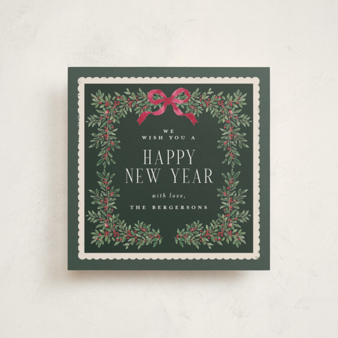 "Verdure & Voile" - Holiday Cards in Cranberry by Itsy Belle Studio - Front